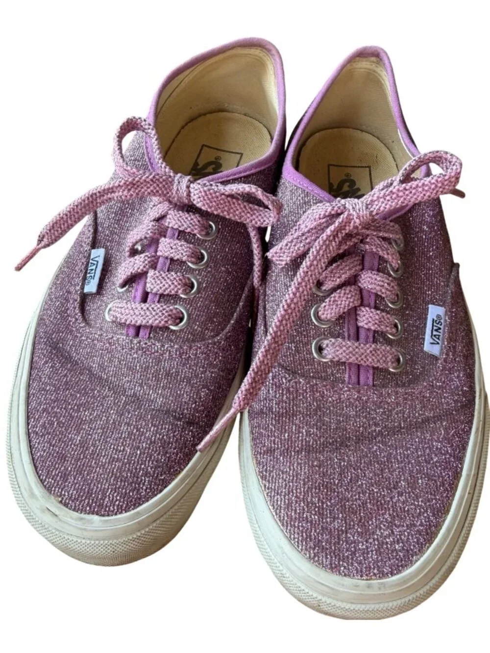 Vans Off The Wall Mauve Sparkle Glitter Low Top Skater Sneakers Women's Size 8